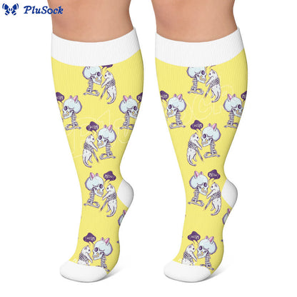 Chaussettes de compression grande taille Skull Moon Cat - image 7