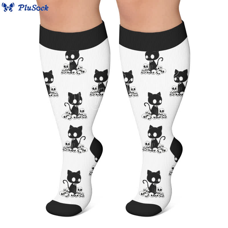 Chaussettes de compression grande taille Skull Moon Cat - image 6