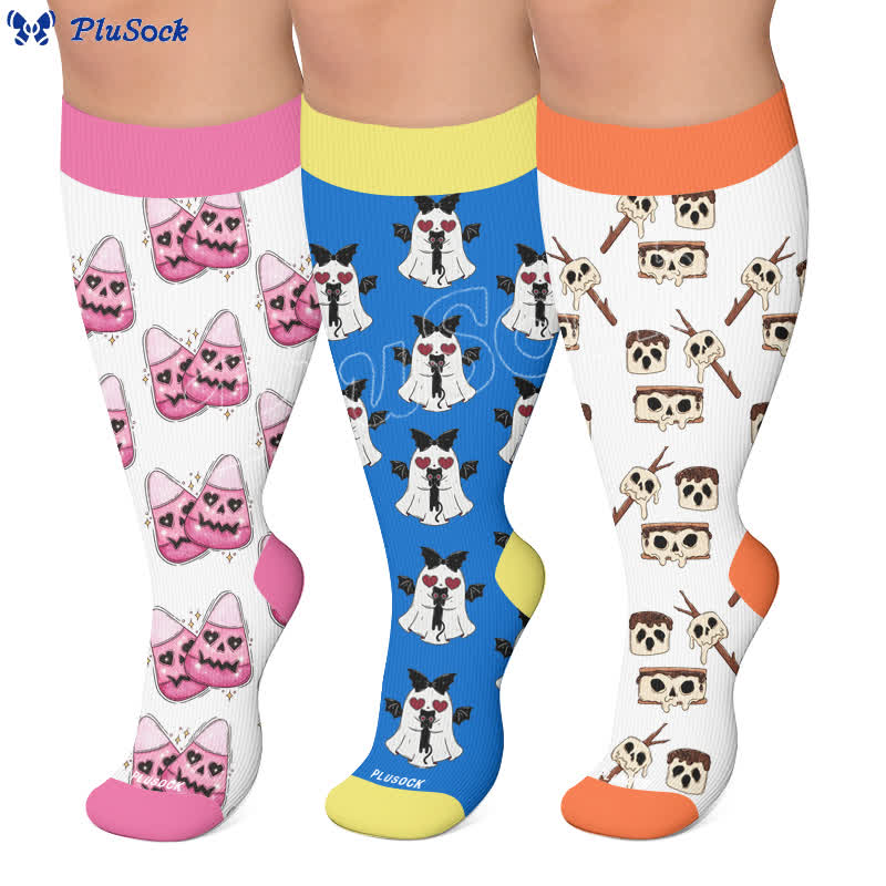 Chaussettes de compression grande taille ange fantôme cœur - image 0
