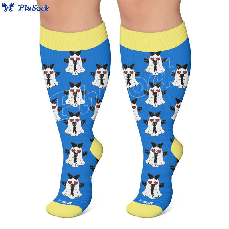 Chaussettes de compression grande taille ange fantôme cœur - image 6