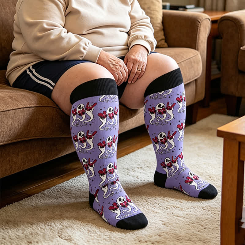 Chaussettes de compression squelette fantomatique grande taille - image 2