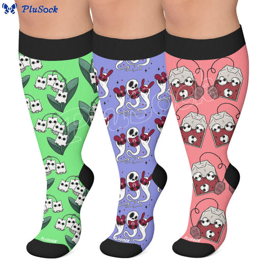 Chaussettes de compression squelette fantomatique grande taille - image 0