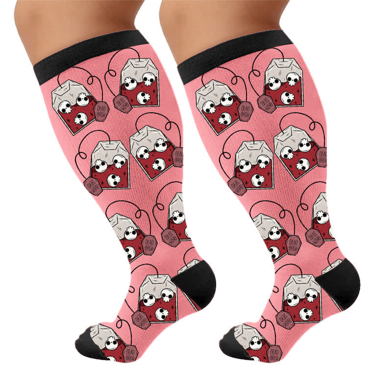 Chaussettes de compression squelette fantomatique grande taille - Rose (1 paire) - 4XL - image 10