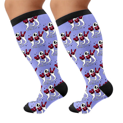 Chaussettes de compression squelette fantomatique grande taille - Bleu (1 paire) - 4XL - image 9