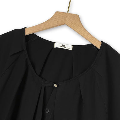 Ensemble haut et jupe ample en coton et lin uni grande taille - image 3