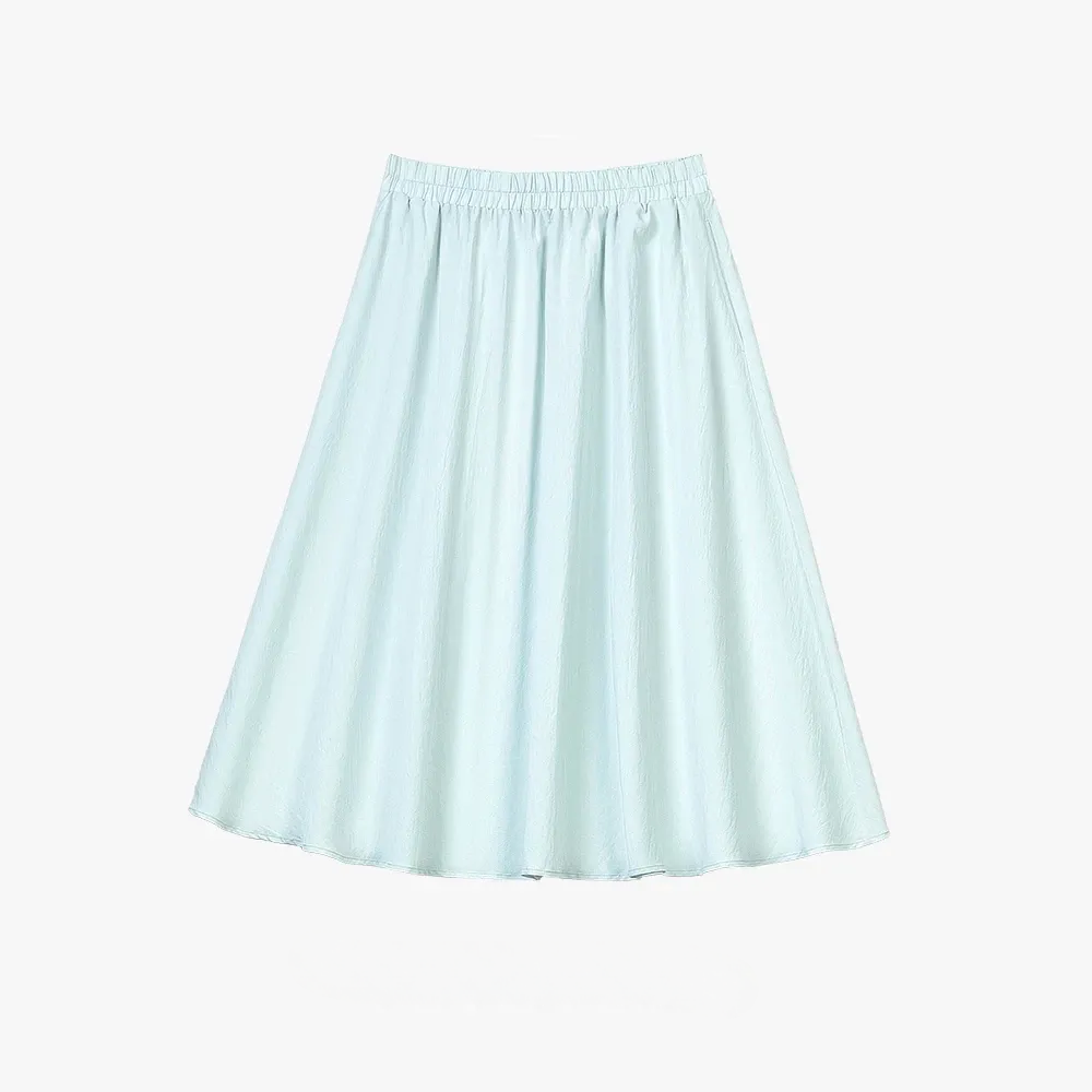 Ensemble jupe et haut ample en coton et lin uni grande taille avec poches - Jupe - Bleu - 6XL - image 17