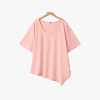 Blouse en coton à ourlet asymétrique grande taille - Rose - 6XL - image 13