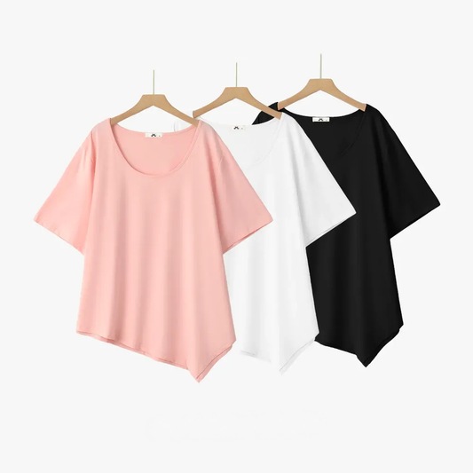 Blouse en coton à ourlet asymétrique grande taille - image 0