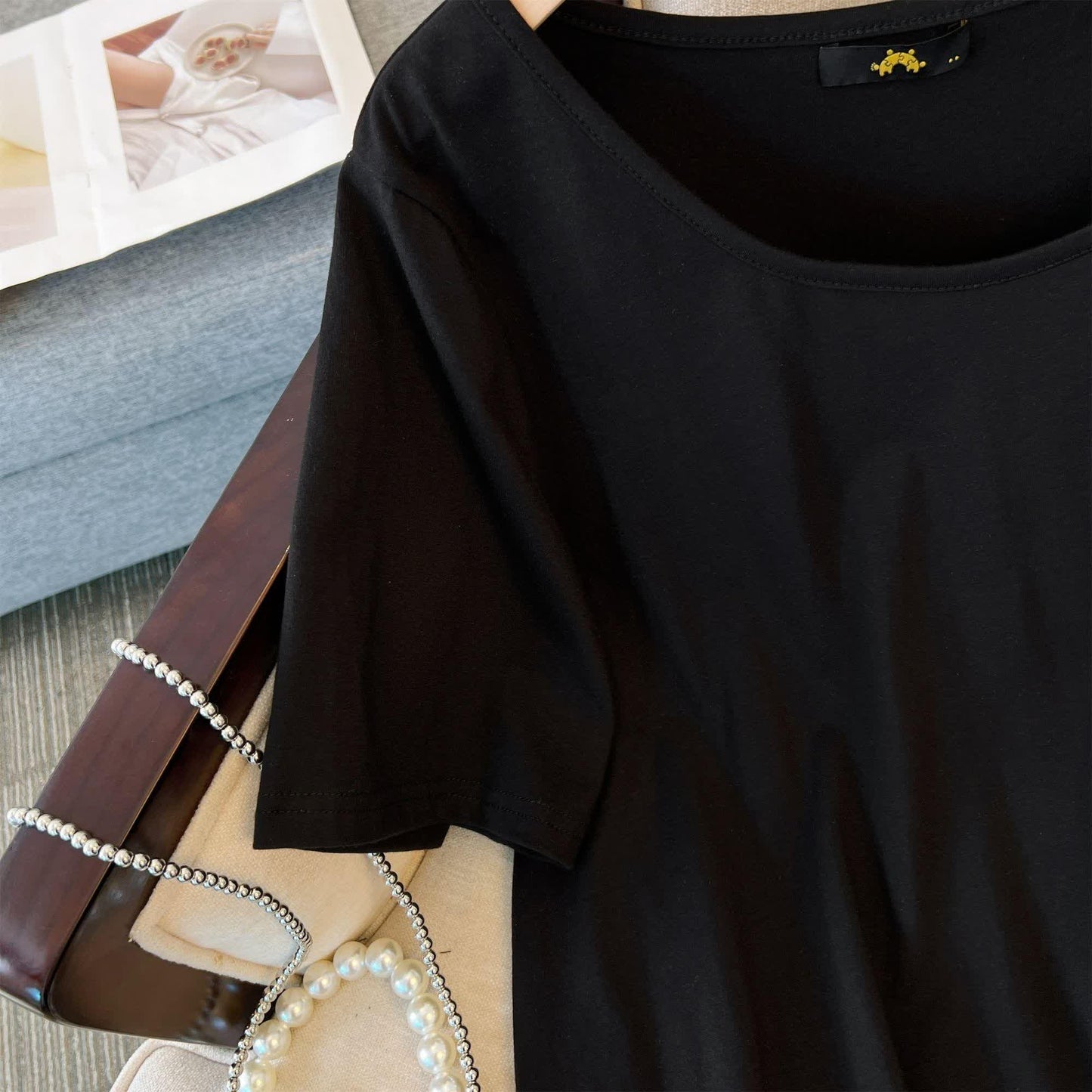 Blouse en coton à ourlet asymétrique grande taille - image 17