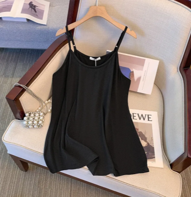 Débardeur camisole en soie glacée grande taille - Noir - 6XL - image 1