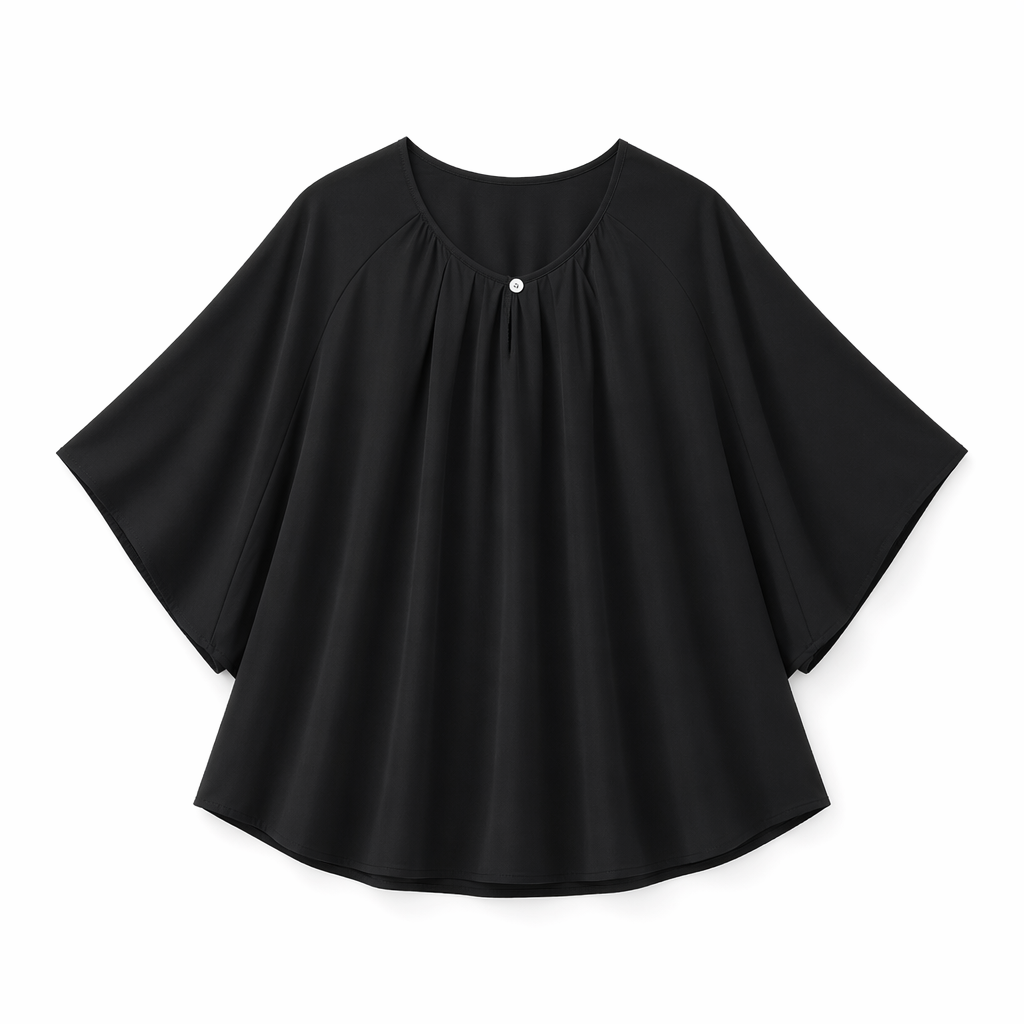 Ensemble haut et jupe ample en coton et lin uni grande taille - Blouse - Noir - 6XL - image 11