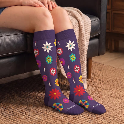 Chaussettes de compression grandes tailles Midnight Skull Floral - image 3