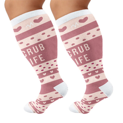 Chaussettes de compression imprimées pour infirmières grandes tailles (3 paires) - Rose - 4XL - image 8