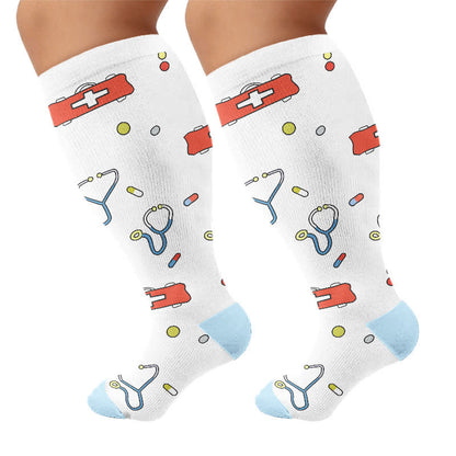 Chaussettes de compression imprimées pour infirmières grandes tailles (3 paires) - Blanc - 4XL - image 9