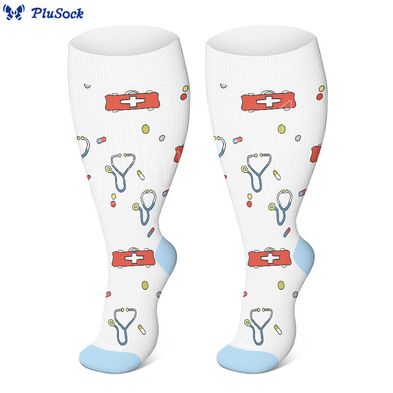 Chaussettes de compression imprimées pour infirmières grandes tailles (3 paires) - image 5
