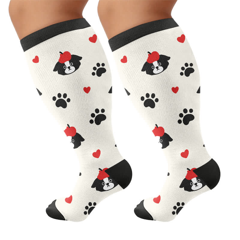 Chaussettes de compression Kitty Bloom grandes tailles - Noir - 4XL - image 9