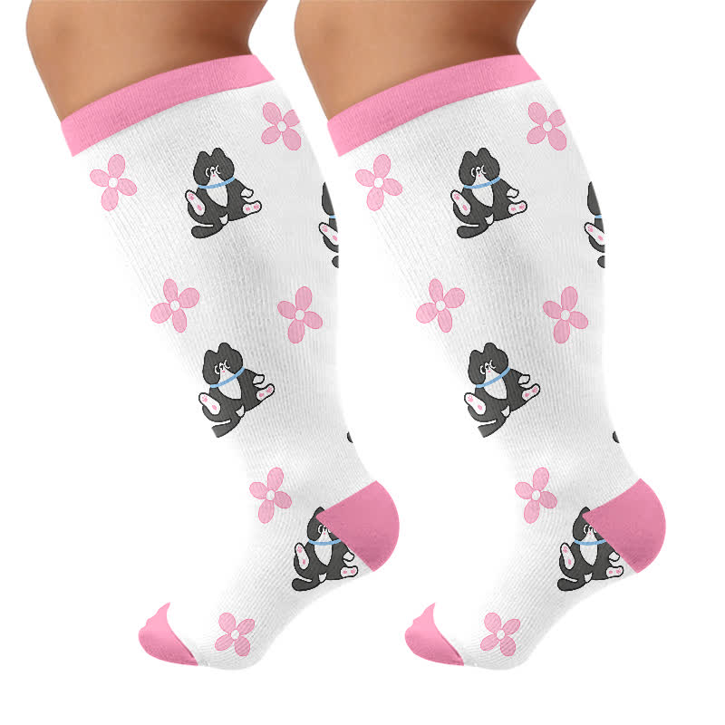 Chaussettes de compression Kitty Bloom grandes tailles - Rose - 4XL - image 8