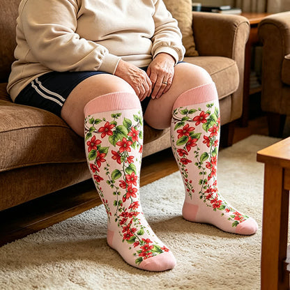 Chaussettes de compression Morning Glory grandes tailles - Rose (1 paire) - 4XL - image 2