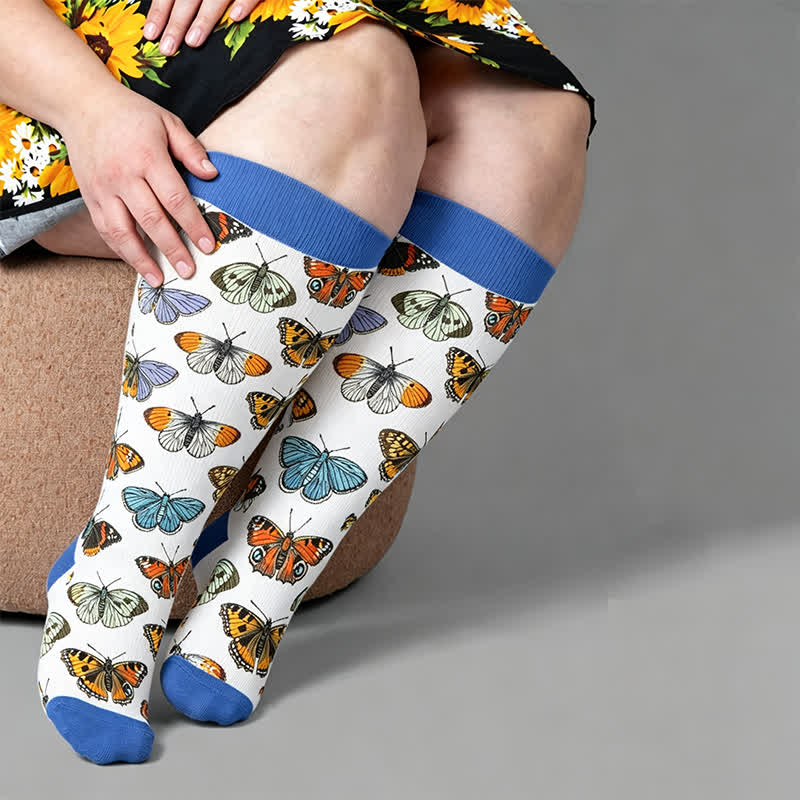 Chaussettes de compression Tulip Bloom grande taille - Vert (1 paire) - 4XL - image 2