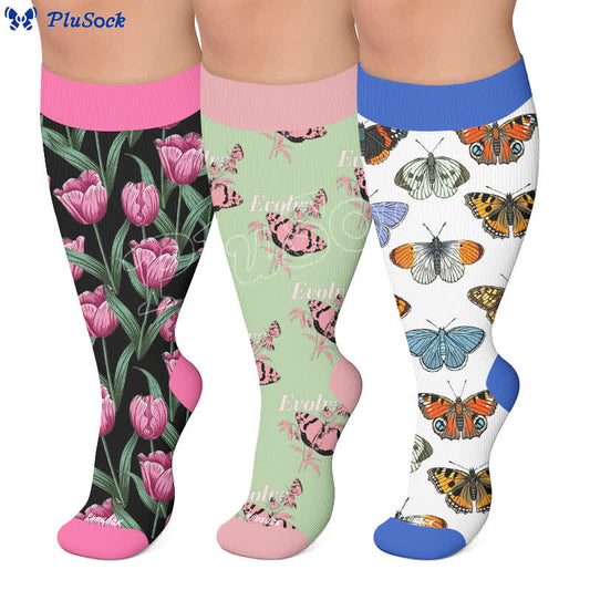 Chaussettes de compression Tulip Bloom grande taille - image 0