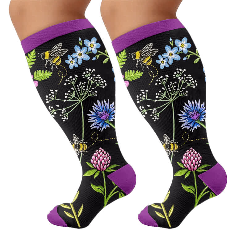 Chaussettes de compression grandes tailles à motif abeille - image 9