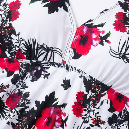 Robe de bain à col en V imprimée à pois fleuris - image 6