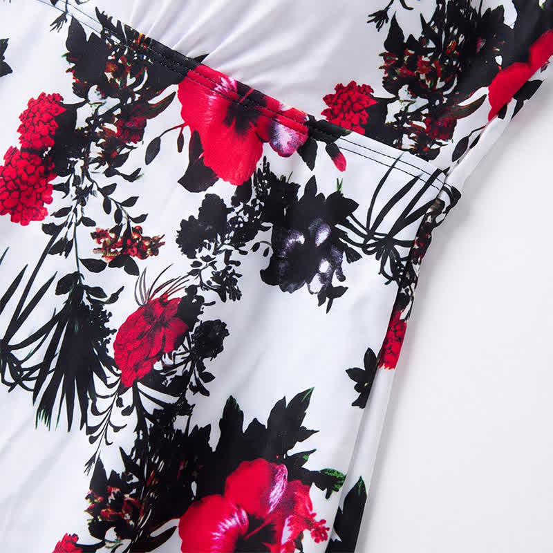 Robe de bain à col en V imprimée à pois fleuris - image 7
