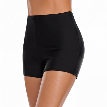 Short de bain shorty taille haute et coupe ajustée - Noir-A - 4XL - image 1