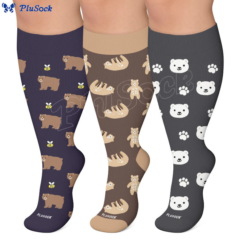 Chaussettes de compression ours mignon grande taille - image 0