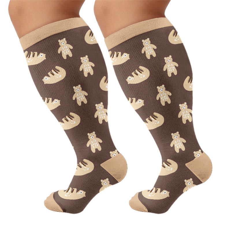 Chaussettes de compression ours mignon grande taille - Brun - 4XL - image 9