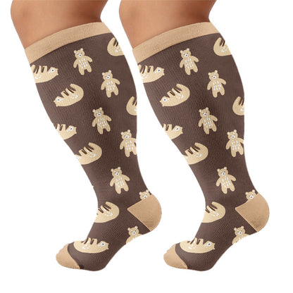 Chaussettes de compression ours mignon grande taille - Brun - 4XL - image 9