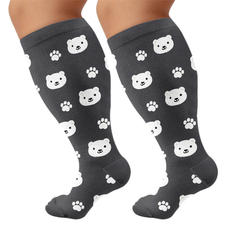 Chaussettes de compression ours mignon grande taille - Gris foncé - 4XL - image 10