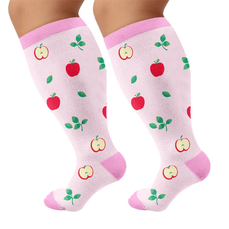 Chaussettes de compression à imprimé fruits grande taille - Rose clair - 4XL - image 8