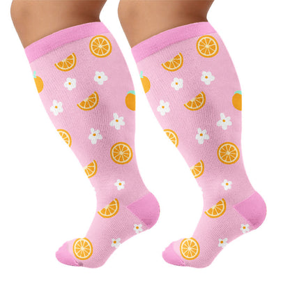 Chaussettes de compression à imprimé fruits grande taille - Rose - 4XL - image 9