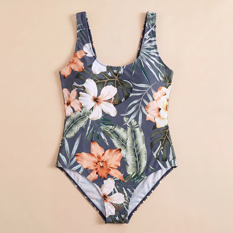 Maillot de bain une pièce à bretelles larges et imprimé floral tropical pour les vacances - image 9