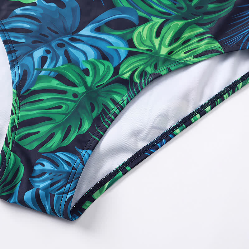 Maillot de bain une pièce à col rond et motif floral tropical - image 7