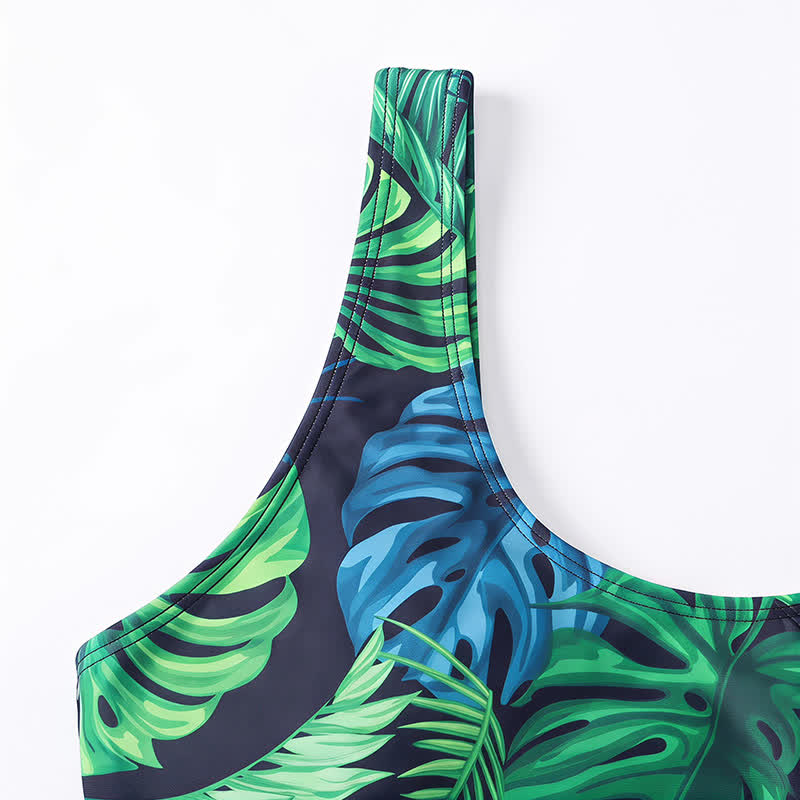 Maillot de bain une pièce à col rond et motif floral tropical - image 5