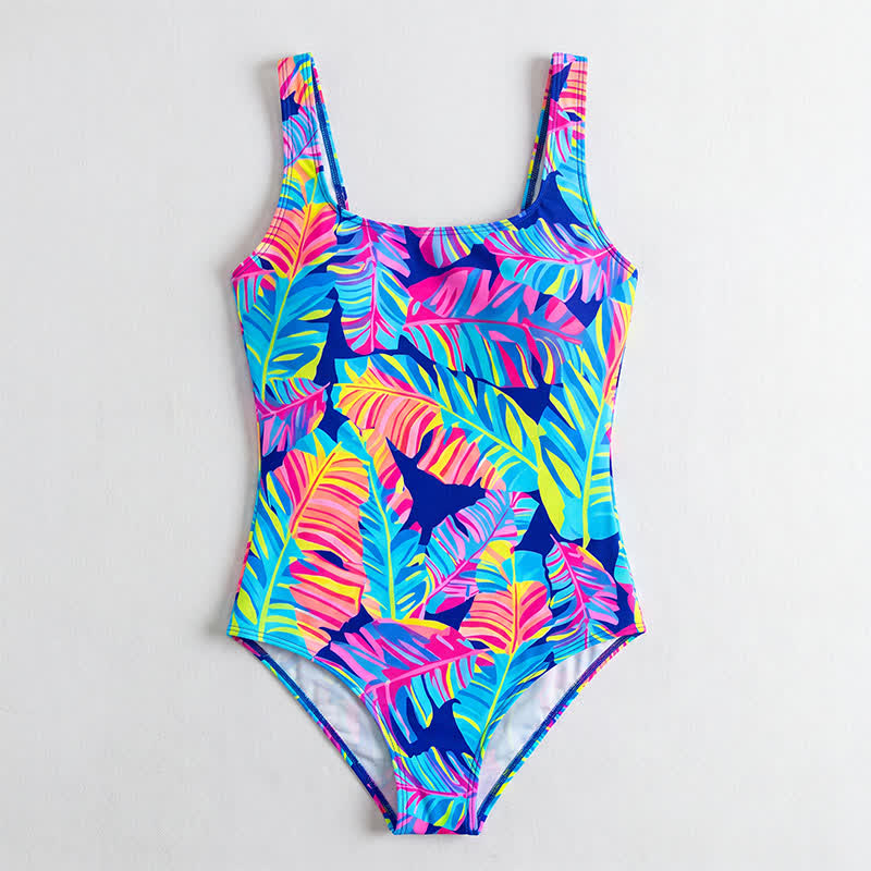 Maillot de bain une pièce à col rond et motif floral tropical - image 10