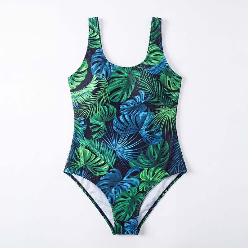 Maillot de bain une pièce à col rond et motif floral tropical - image 8
