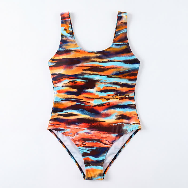 Maillot de bain une pièce à col rond et motif floral tropical - image 11