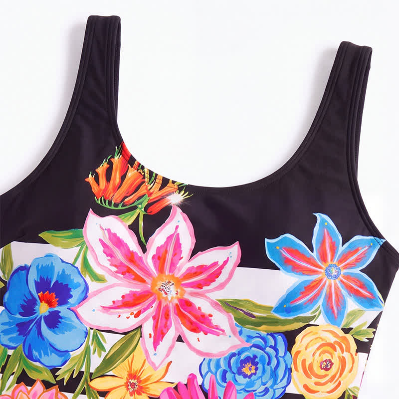 Maillot de bain une pièce à bretelles larges imprimé tigre et lapin multicolore - image 7