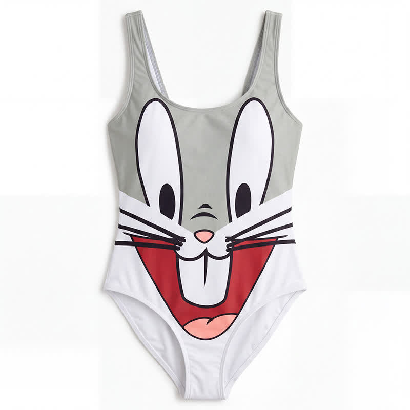 Maillot de bain une pièce à bretelles larges imprimé tigre et lapin multicolore - image 15