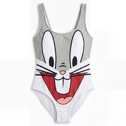 Maillot de bain une pièce à bretelles larges imprimé tigre et lapin multicolore - image 15