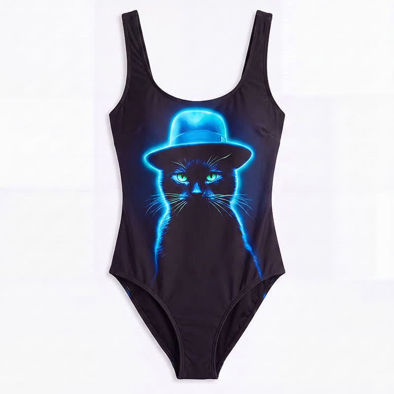 Maillot de bain une pièce imprimé léopard tropical, fleurs et chat - image 19