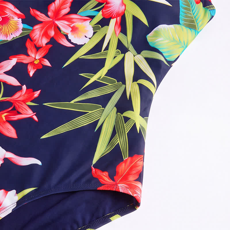 Maillot de bain une pièce imprimé léopard tropical, fleurs et chat - image 12