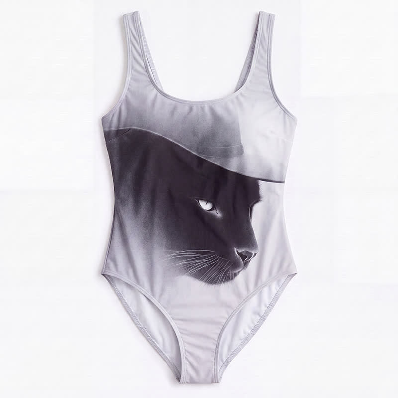 Maillot de bain une pièce imprimé léopard tropical, fleurs et chat - image 17