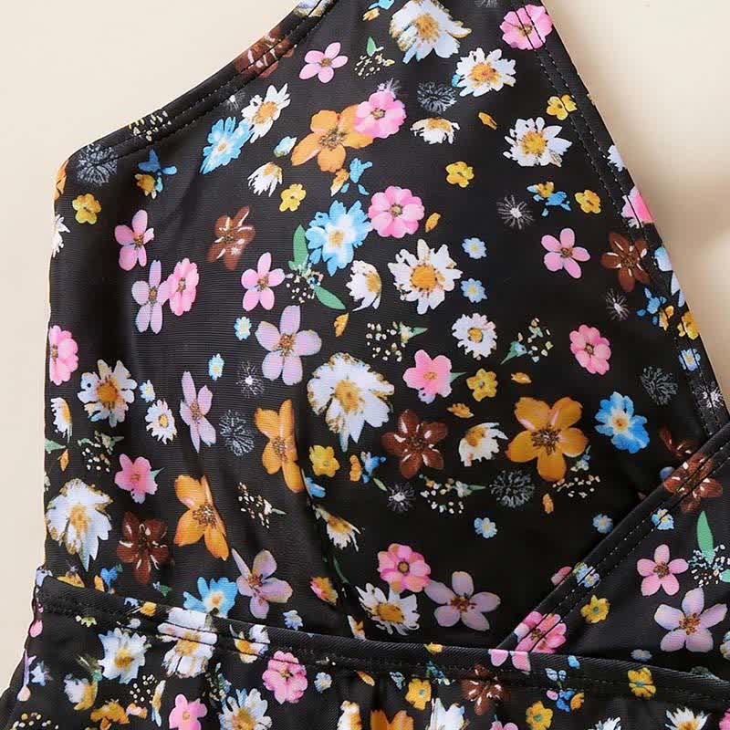 Ensemble tankini péplum à fleurs noires - image 3