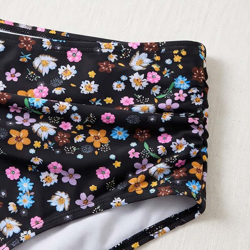 Ensemble tankini péplum à fleurs noires - image 4
