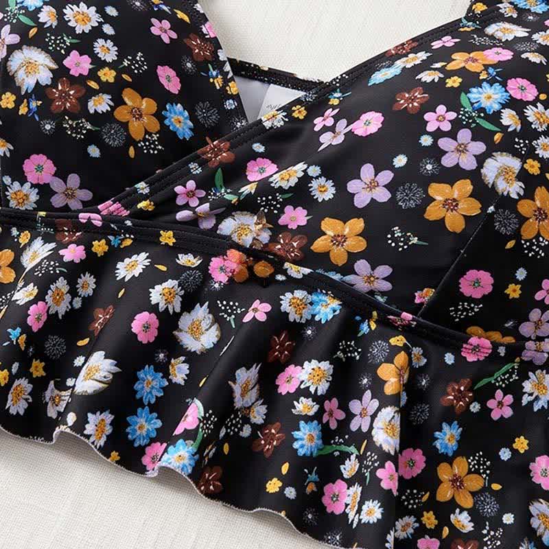 Ensemble tankini péplum à fleurs noires - image 5