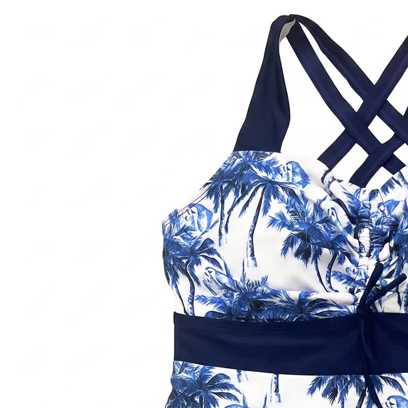 Robe de bain dos nu à motif palmier tropical - image 3